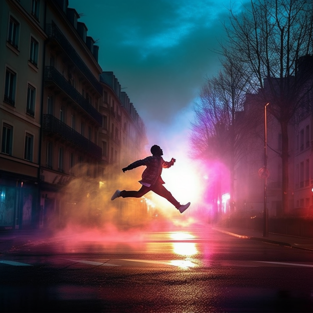 Photo synthèse d'un danseur de rue
